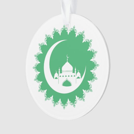 Witte moskee in Crescent Moon Ramadan Ornament (voorkant)