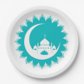 Witte moskee in Crescent Moon Ramadan Papieren Bordje (Voorkant)
