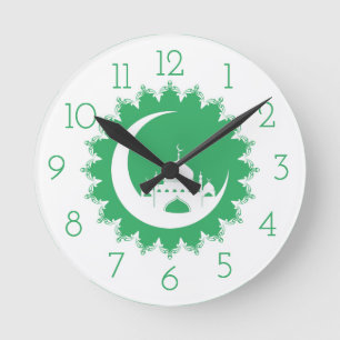 Witte moskee in Crescent Moon Ramadan Ronde Klok