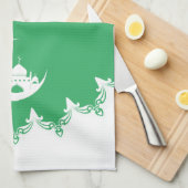 Witte moskee in Crescent Moon Ramadan Theedoek (Quarter Fold)