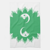 Witte moskee in Crescent Moon Ramadan Theedoek (Verticaal)