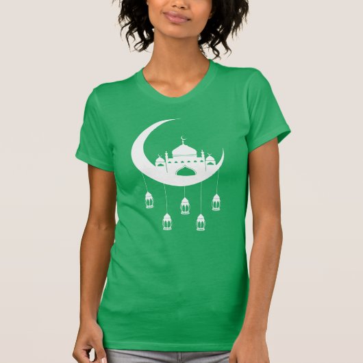 Witte Moskee in Halve Maan Fanous Ramadan T-shirt (Voorkant)