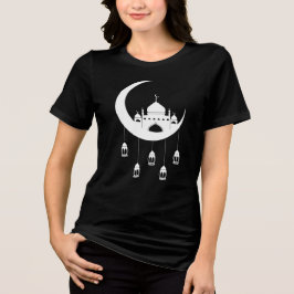Witte moskee in halvemaan Fanous Ramadan Tri-Blend Shirt