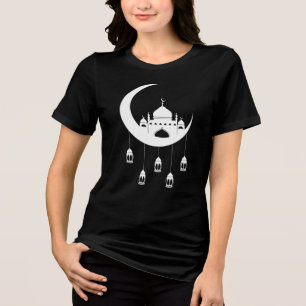 Witte moskee in halvemaan Fanous Ramadan Tri-Blend Shirt
