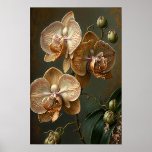 Witte mot Orchidee Bloemen Art Print Poster