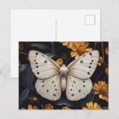 Witte mot rustend tussen gele bloemen briefkaart (Voorkant / Achterkant)