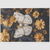 Witte mot rustend tussen gele bloemen tissuepapier (Voorkant)