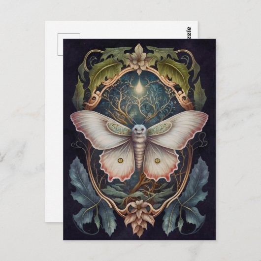 Witte Moth Briefkaart (Voorkant / Achterkant)