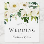 Witte mousserende wijn bloemenbruiloft etiket (Enkel label)