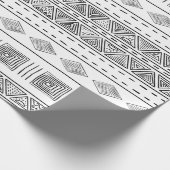 Witte Mudcloth Style Tribal Modern Geometric Cadeaupapier (Hoek)