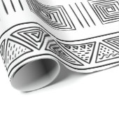 Witte Mudcloth Style Tribal Modern Geometric Cadeaupapier (Rol Hoek)