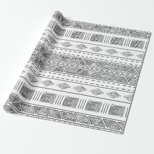 Witte muddofiele stijl Tribal Moderne Geometric Cadeaupapier
