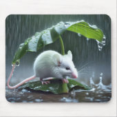 Witte muis blijft droog onder groot blad muismat (Voorkant)