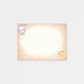 Witte muis en kaas op beige post-it® notes (Voorkant)