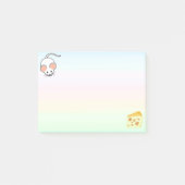 Witte muis en kaas op pastelkleuren post-it® notes (Voorkant)