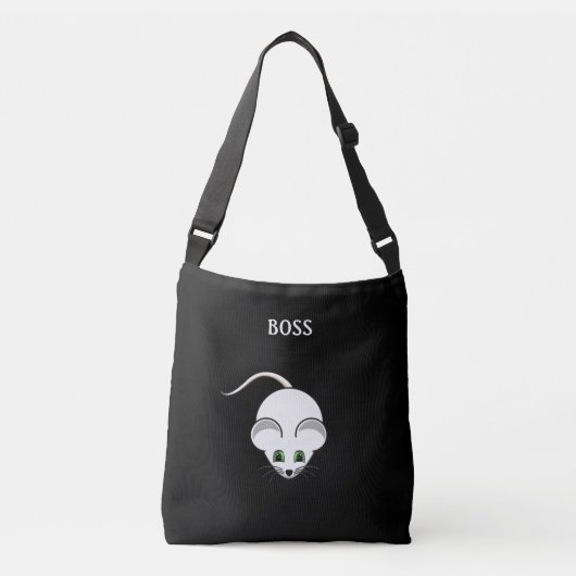 Witte muis en kalligrafie crossbody tas (Voorkant)
