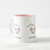 Witte muis en kalligrafie tweekleurige koffiemok (Voorkant links)
