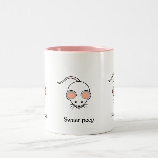 Witte muis en kalligrafie tweekleurige koffiemok (Center)