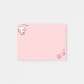 Witte muis en roze bloemen op roze post-it® notes (Voorkant)