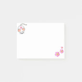 Witte muis en roze bloemen op wit post-it® notes (Voorkant)