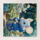 Witte muis in bloementuin legpuzzel (Horizontaal)