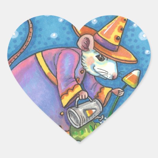 WITTE MUIS IN CANDY CORN GARDEN, KLEURRIJK EN SCHA HART STICKER (Voorkant)