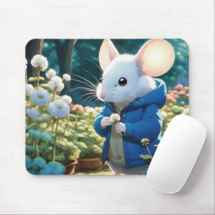 Witte muis in de tuin muismat
