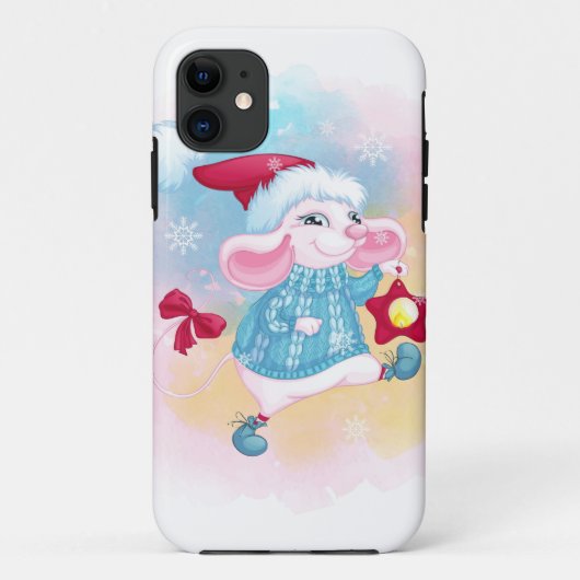 Witte muis met kerstmis Case-Mate iPhone case (Achterkant)