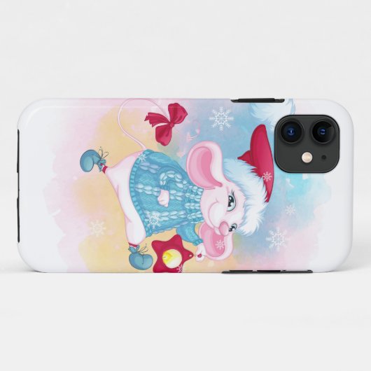 Witte muis met kerstmis Case-Mate iPhone case (Achterkant (horizontaal))
