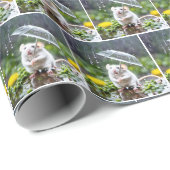 Witte muis met paraplu cadeaupapier (Rol Hoek)