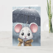 Witte muis met paraplu kaart (Voorkant)