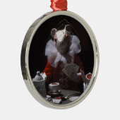 Witte muis van Bloed Thee en Rode String Metalen Ornament (Rechts)