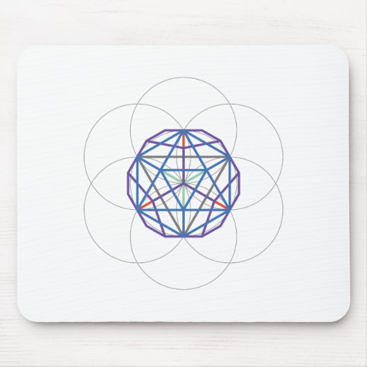 Witte Muismat – 5 kleurrijke platonische vaste sto (Voorkant)