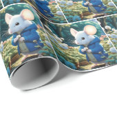 Witte muizen in de tuin cadeaupapier (Rol Hoek)