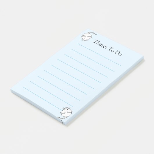 Witte muizen met een lichtblauwe voering post-it® notes (Schuin)