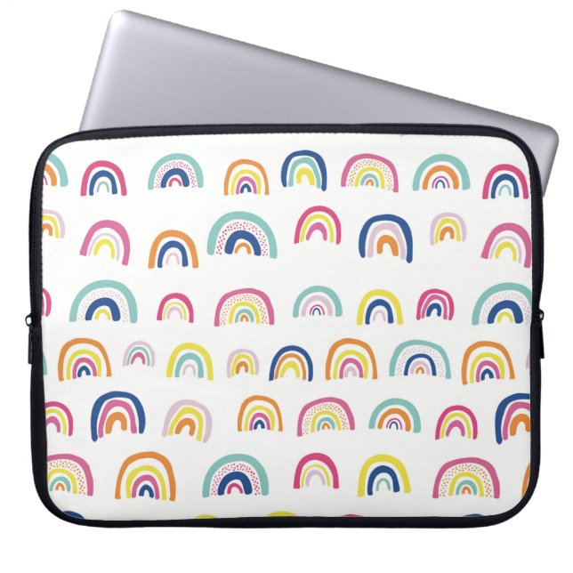 Witte Multi Regenboog Laptop Hoes (Voorkant)