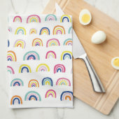 Witte multi-regenboog theedoek (Quarter Fold)