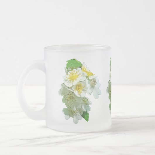 Witte multiflora Rozen Wilde bloem Matglas Koffiemok (Links)