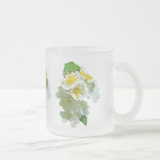 Witte multiflora Rozen Wilde bloem Matglas Koffiemok (Rechts)