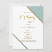 Witte munt groen goud glitter geometrisch Birthday Kaart (Voorkant)