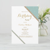 Witte munt groen goud glitter geometrisch Birthday Kaart (Staand voorkant)