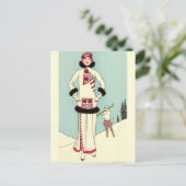 Witte munt met Skunk Trim door George Barbier Briefkaart (Staand voorkant)