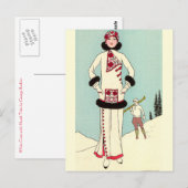 Witte munt met Skunk Trim door George Barbier Briefkaart (Voorkant / Achterkant)