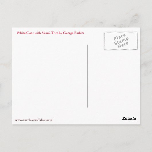 Witte munt met Skunk Trim door George Barbier Briefkaart (Achterkant)