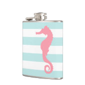 Witte Munt & Roze Brede Strepen Patroon Zeepaardje Heupfles (Links)