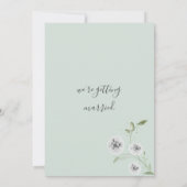 Witte munt waterverf papaver bloemblaadjes bruilof kaart (Achterkant)