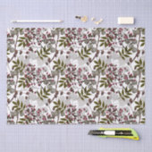 Witte munten bloemen rode bessen groene bladeren tissuepapier (Craft)