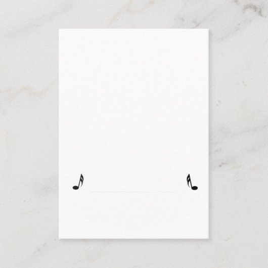 witte Music Place Card Plaatskaartje (Voorkant)