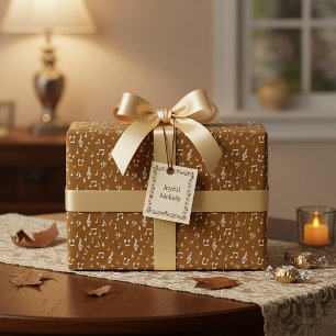 witte Musical met aangepaste achtergrondkleur Cadeaupapier