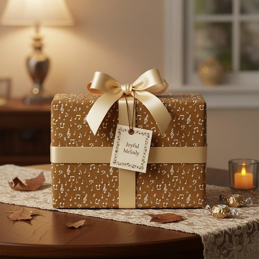 witte Musical met aangepaste achtergrondkleur Cadeaupapier